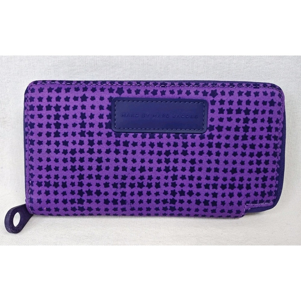 MARC BY MARC JACOBS Purple Wallet Women's Zip Around Card ID‎ Holder Money READ!
